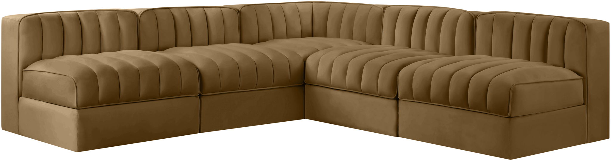 Rummi - Armless Velvet Performance Fabric Upholstered 5 Piece Modular Sectional - Simple Home Plus