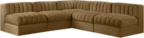 Rummi - Armless Velvet Performance Fabric Upholstered 5 Piece Modular Sectional - Simple Home Plus