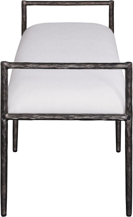 Axis - Linen Textured Cream Fabric Upholstered Bench - Simple Home Plus