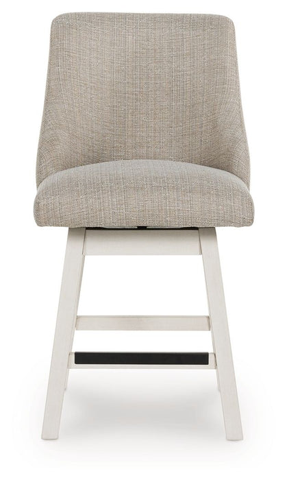 Robbinsdale - Antique White - Upholstered Swivel Curved Back Barstool (Set of 2) - Simple Home Plus