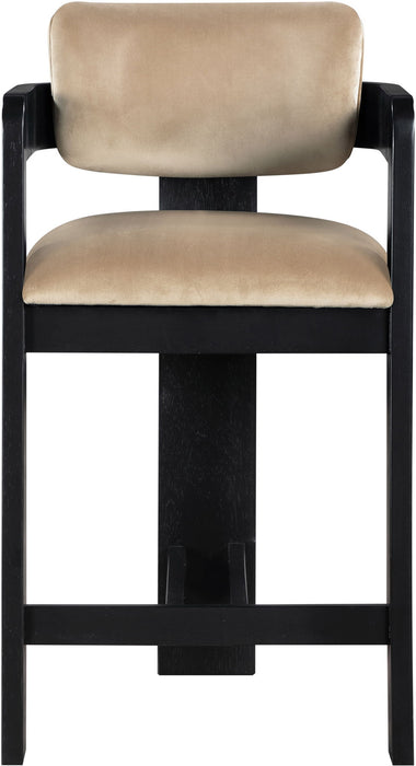 Sacha - Velvet Stool With Black Base - Simple Home Plus