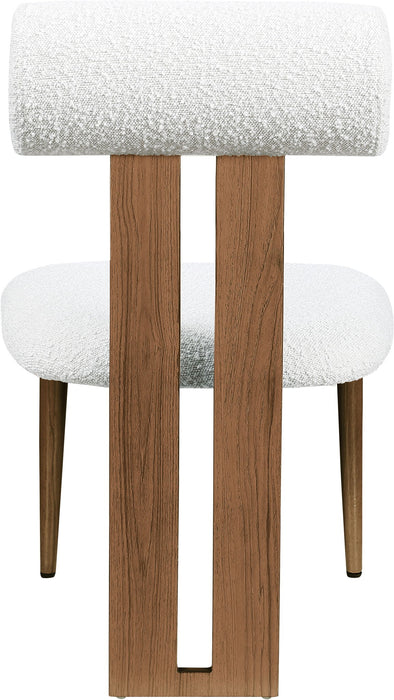 Dario - Boucle Dining Chair With Brown Frame (Set of 2) - Cream - Simple Home Plus