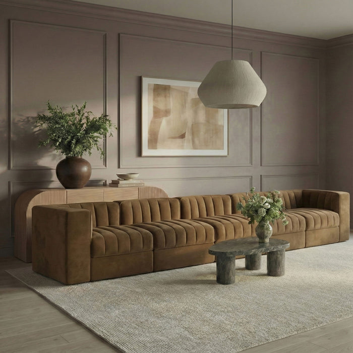 Rummi - Velvet Performance Fabric Upholstered 5 Piece Modular Sofa - Simple Home Plus