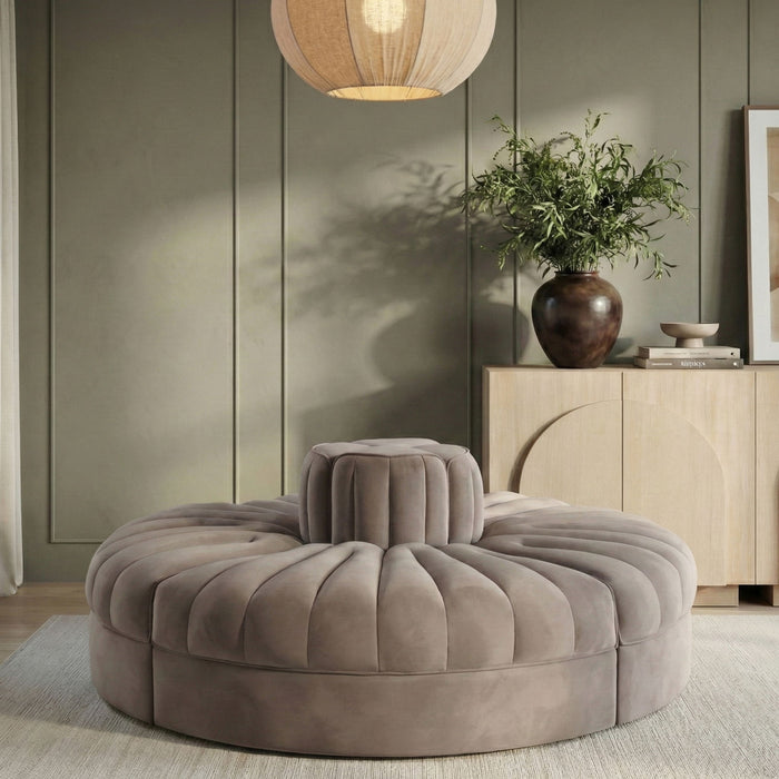 Rummi - Round Velvet Performance Fabric Upholstered 4 Piece Modular Sofa - Simple Home Plus