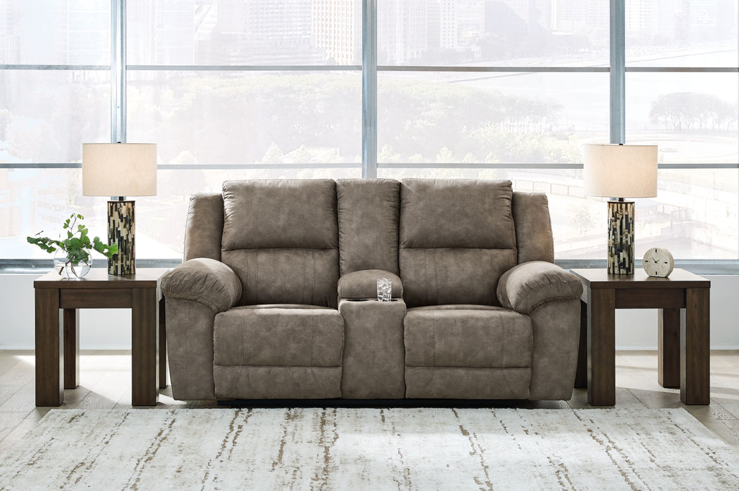 Laresview - Fossil - Dbl Reclining Loveseat with Console - Simple Home Plus