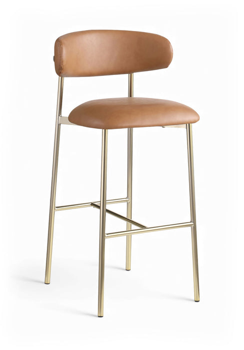 Lupita - Vegan Leather Upholstered Bar Stool With Brushed Gold Frame (Set of 2) - Simple Home Plus