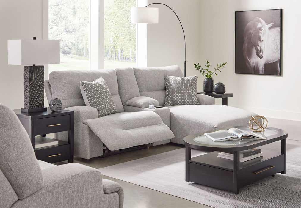 Acklen Place - Pewter - 4 Pc. - 3-Piece Power Reclining Sectional Sofa With Raf Chaise, Wide Seat Power Recliner - Simple Home Plus