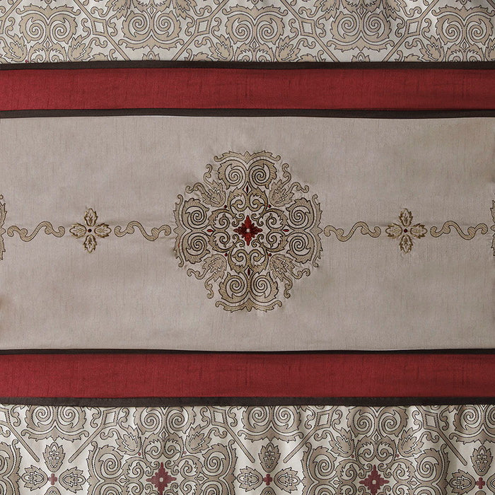 Donovan - Embroidered Shower Curtain - Red - Simple Home Plus