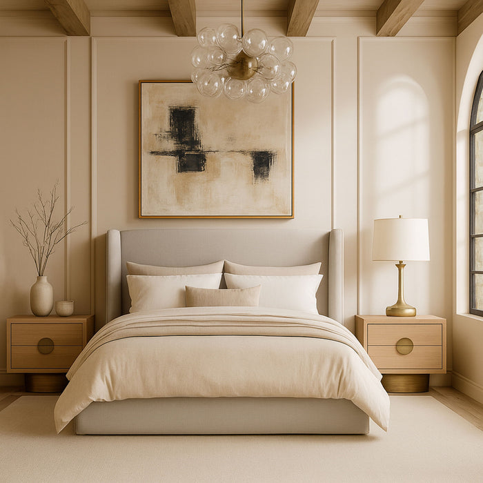 Kendall - Linen Textured Fabric Upholstered Bed - Simple Home Plus