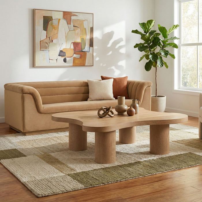 Cove - 48" Oak Veneer And Solid Wood Coffee Table - Simple Home Plus