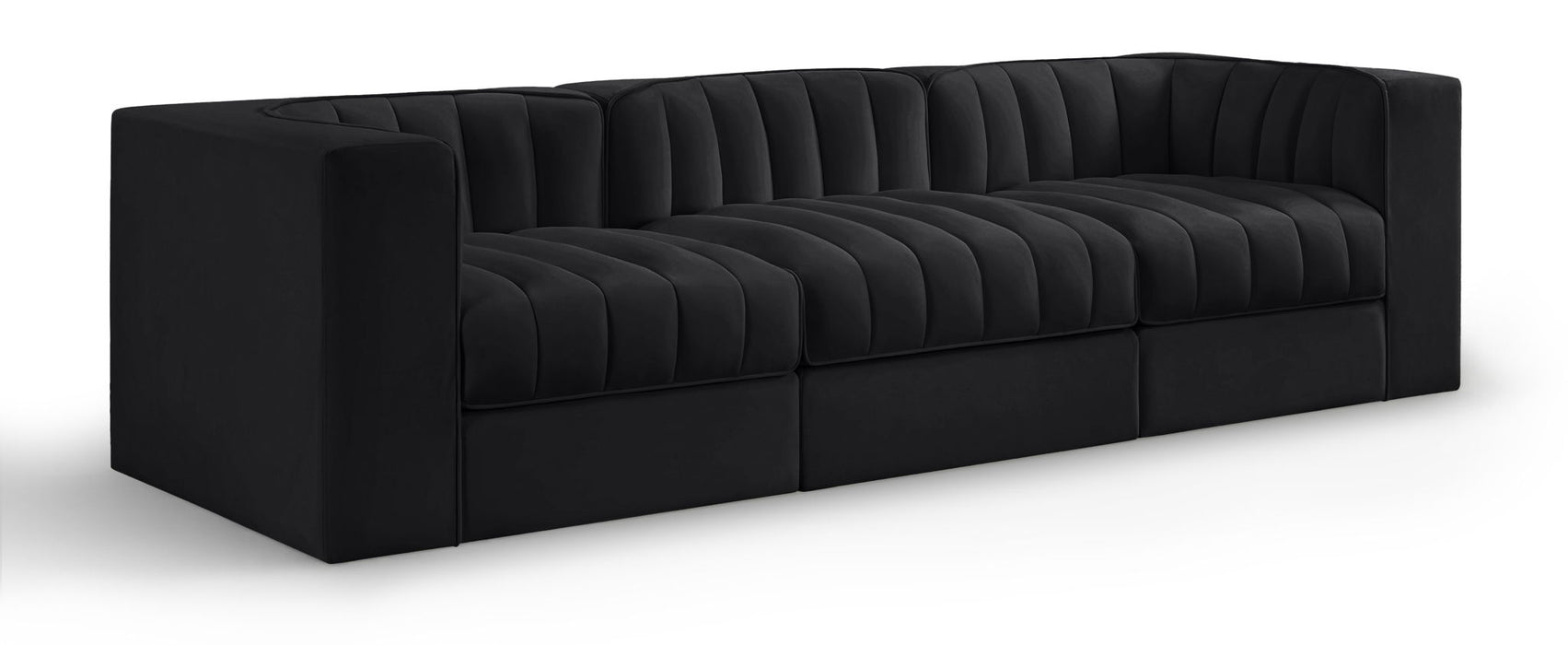 Rummi - Velvet Performance Fabric Upholstered 3 Piece Modular Sofa - Simple Home Plus