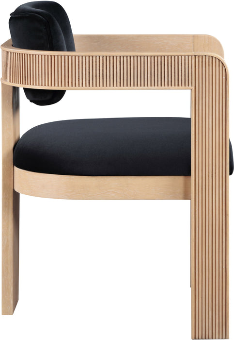 Sacha - Velvet Dining Chair With Natural Base (Set of 2) - Simple Home Plus