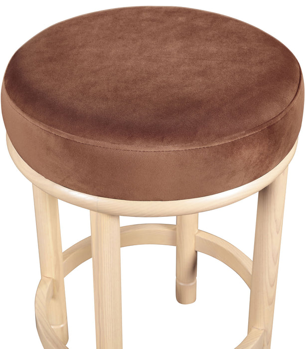Monette - Counter Stool With Natural Base - Cognac - Simple Home Plus