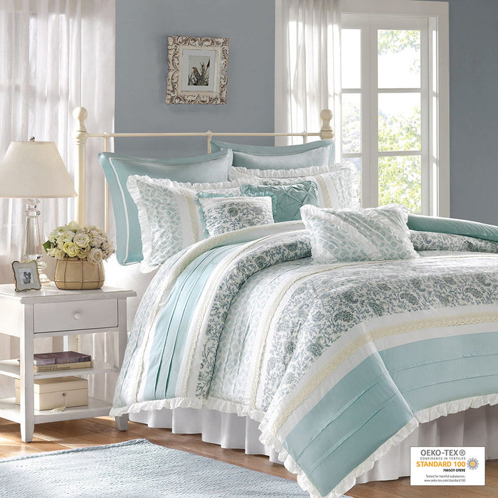 Dawn - California King 9 Piece Duvet Cover Set - Blue - Simple Home Plus