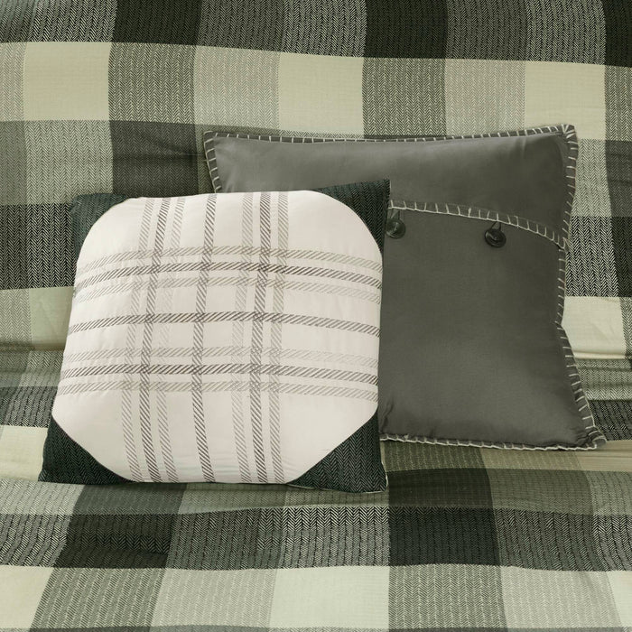 Ridge - California King 7 Piece Herringbone Comforter Set - Gray - Simple Home Plus