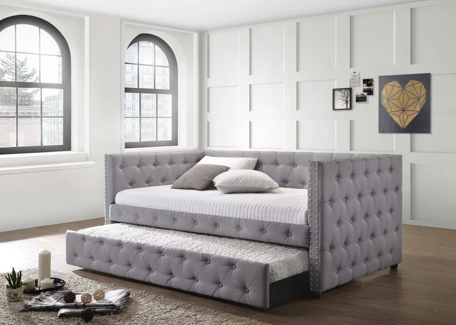 Mockern - Upholstered Twin Daybed With Trundle - Gray - Simple Home Plus