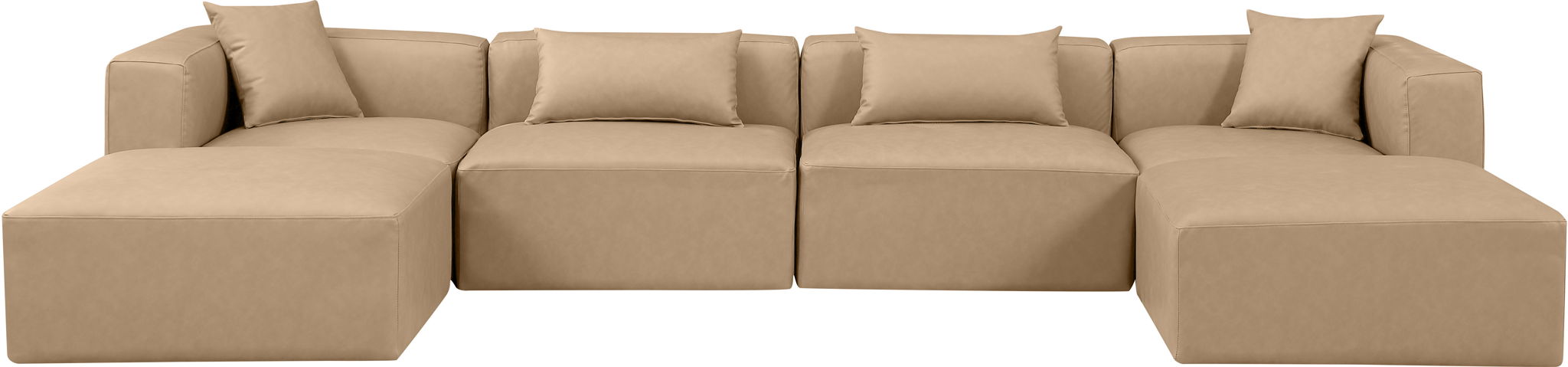 Cube - 6 Piece Modular Double Chaise Sectional - Tan - Simple Home Plus