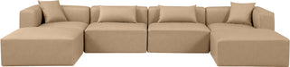 Cube - 6 Piece Modular Double Chaise Sectional - Tan - Simple Home Plus
