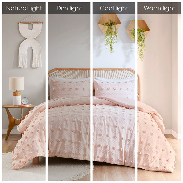 Lucy - Clip Jacquard Twin Duvet Cover Set - Pink - Simple Home Plus