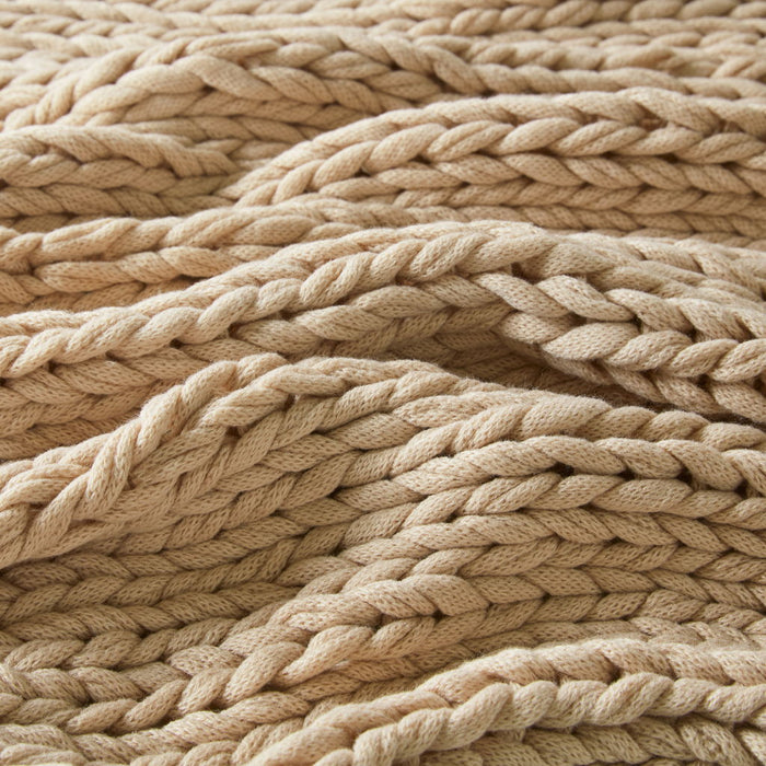 Chunky Double Knit - Handmade Throw - Tan - Simple Home Plus