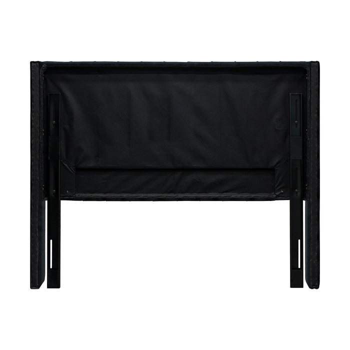 Amelia - Upholstered Wingback Headboard With Button Tufting & Nailhead Trim Velvet - Black - Simple Home Plus