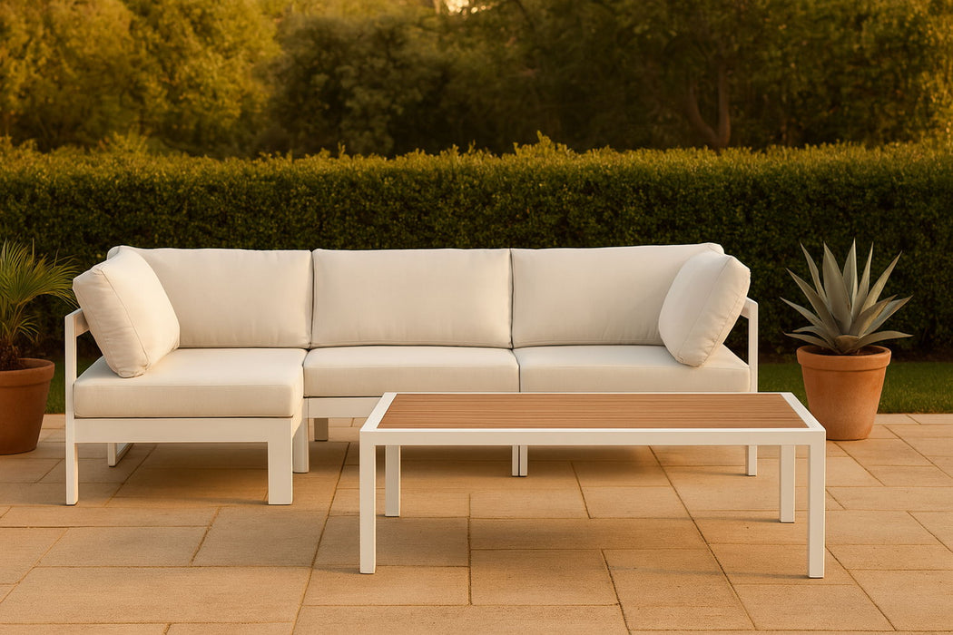 Nizuc - Outdoor Patio 4 Piece Modular Sectional With White Frame - Simple Home Plus