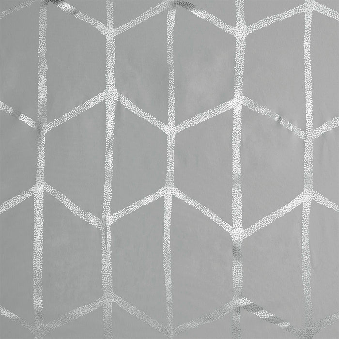 Raina - Printed Metallic Shower Curtain - Gray / Silver - Simple Home Plus