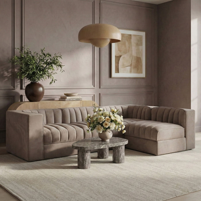 Rummi - Velvet Performance Fabric Upholstered 4 Piece Modular Sectional - Simple Home Plus