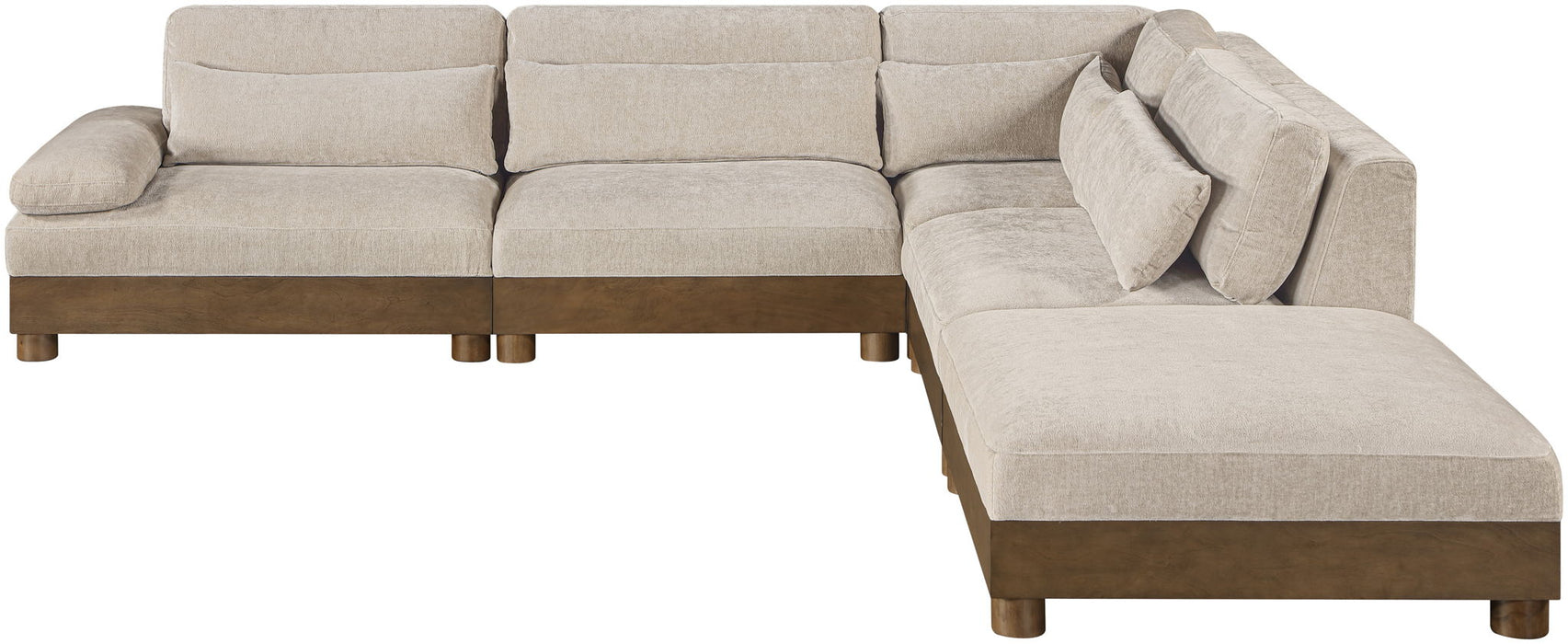 Turin - Chenille Fabric Upholstered Modular Sectional - Taupe - Simple Home Plus