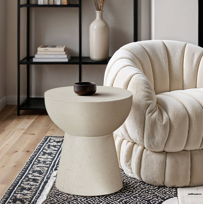 Avaya - Concrete And Fiberglass Indoor / Outdoor End Table - Cream - Simple Home Plus