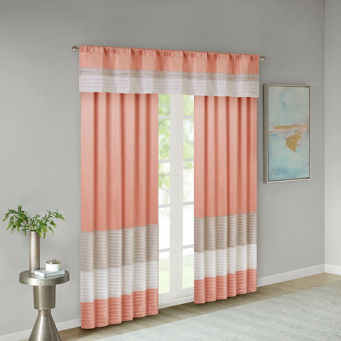 Amherst - Polyoni Pintuck Valance - Coral - Simple Home Plus