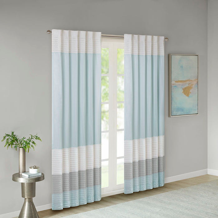 Amherst - Polyoni Pintuck Window Panel - Aqua - Simple Home Plus