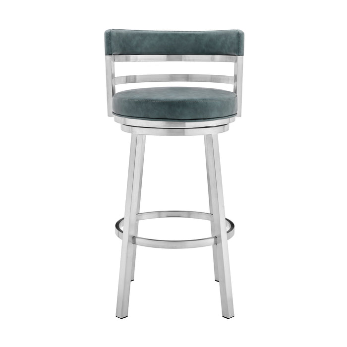 Titana - Swivel Faux Leather And Brushed Stainless Steel Bar Stool