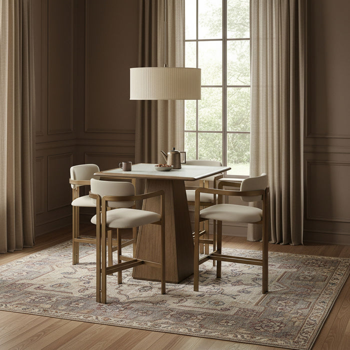 Aurum - Vegan Leather Upholstered Counter Stool With Brushed Brass Base - Simple Home Plus
