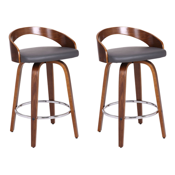 Sonia - 26" Counter Height Swivel Bar Stool - Walnut Wood - Simple Home Plus