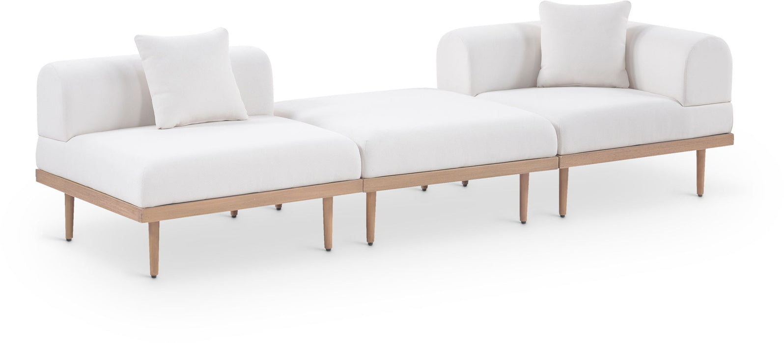 Laguna - 3 Piece Upholstered Outdoor Patio Modular Sofa With Backless Seat And 1 Arm - Simple Home Plus