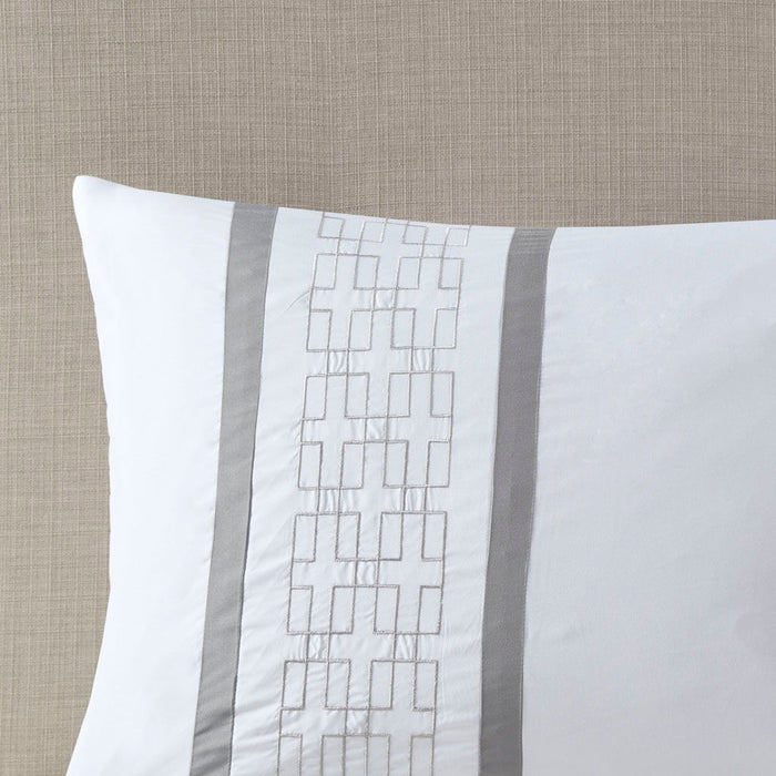 Powell - King Embroidered Comforter (Set of 8) - White - Simple Home Plus