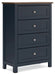 Landocken - Brown / Blue - Four Drawer Chest - Simple Home Plus