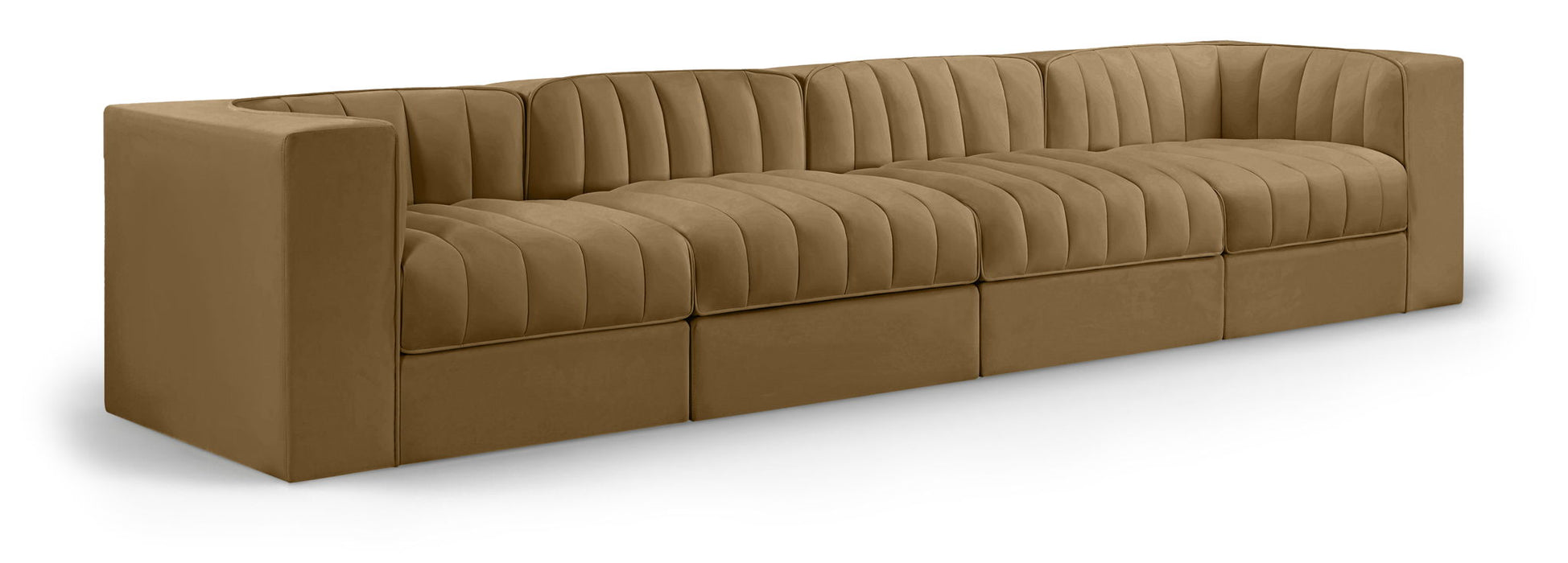 Rummi - Velvet Performance Fabric Upholstered 4 Piece Modular Sofa - Simple Home Plus
