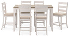 Skempton - White / Light Brown - Counter Height Dining Table and Bar Stools (Set of 7) - Simple Home Plus