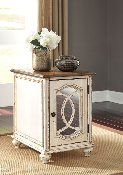 Realyn - White / Brown - Chair Side End Table - Insert Mirror - Simple Home Plus