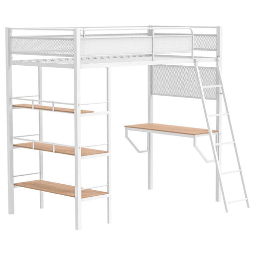 Campus - 3-Shelf Metal Twin Workstation Loft Bed - Simple Home Plus
