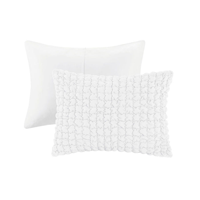 Evelyn - 3 Piece King Stripe Ruched Comforter Set - White - Simple Home Plus