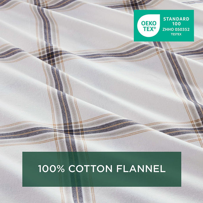 Flannel - 3 Piece Twin Sheet Set - Tan Plaid - Simple Home Plus