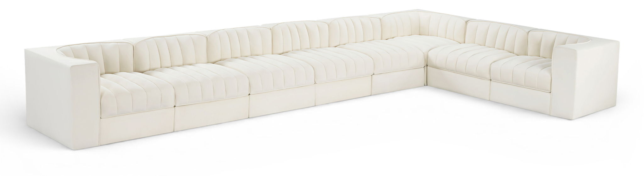 Rummi - Velvet Performance Fabric Upholstered 8 Piece Modular Sectional (With 3 Corner Chairs) - Simple Home Plus