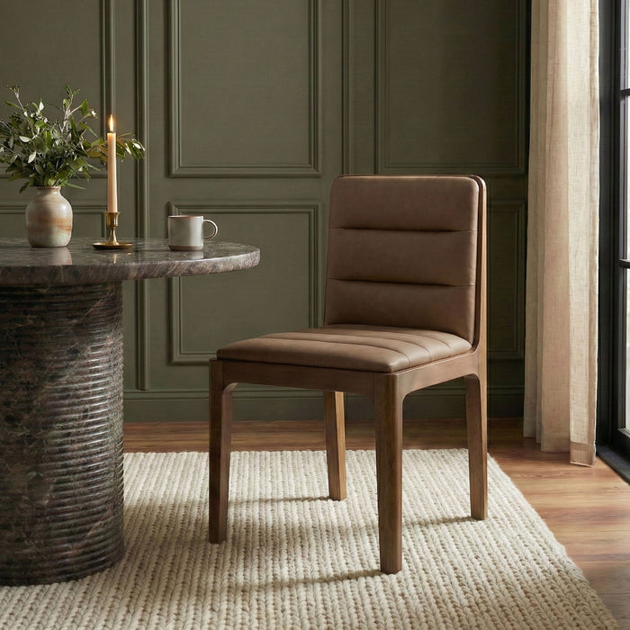 Ellis - Vegan Leather Upholstered Dining Chair (Set of 2) - Brown Base - Simple Home Plus
