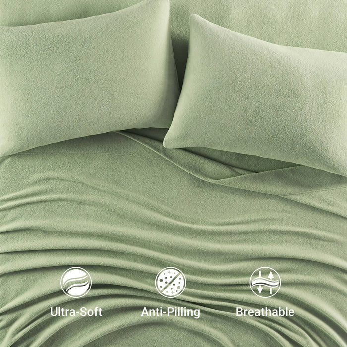 Micro Fleece - California King Sheet Set - Green - Simple Home Plus
