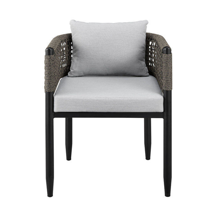 Alegria - Outdoor Patio Dining Chair In Aluminum With Gray Rope And Cushions - (Set Of 2) - Simple Home Plus