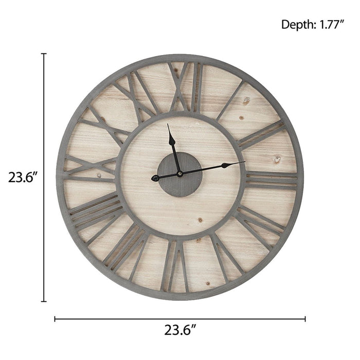 Mason - Wall Clock - Natural / Gray - Simple Home Plus