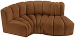 Arc - Velvet 3 Piece Modular L-Shaped Sofa - Saddle - Simple Home Plus
